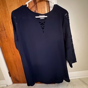 Van Heusen Navy Crisscross Blouse